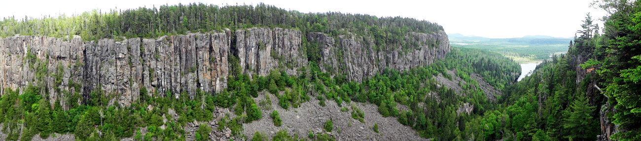 panorama of the gorge at Ouimet Canyon in Canada 